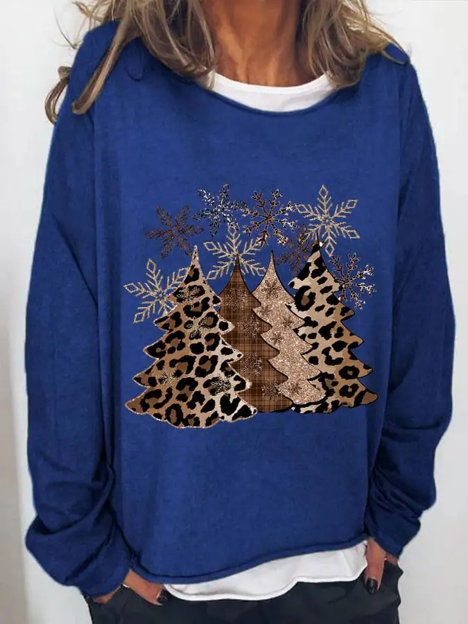 Women's Leopard   Tree Print Long Sleeve T-Shirt