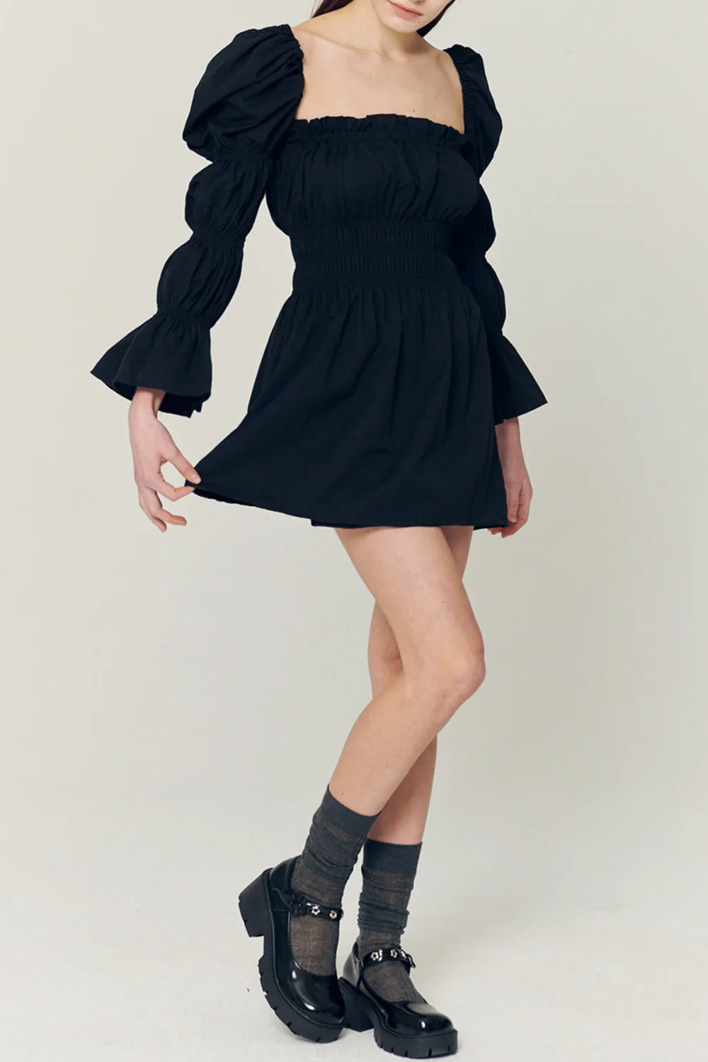 Clare Balloon Sleeve Mini Dress