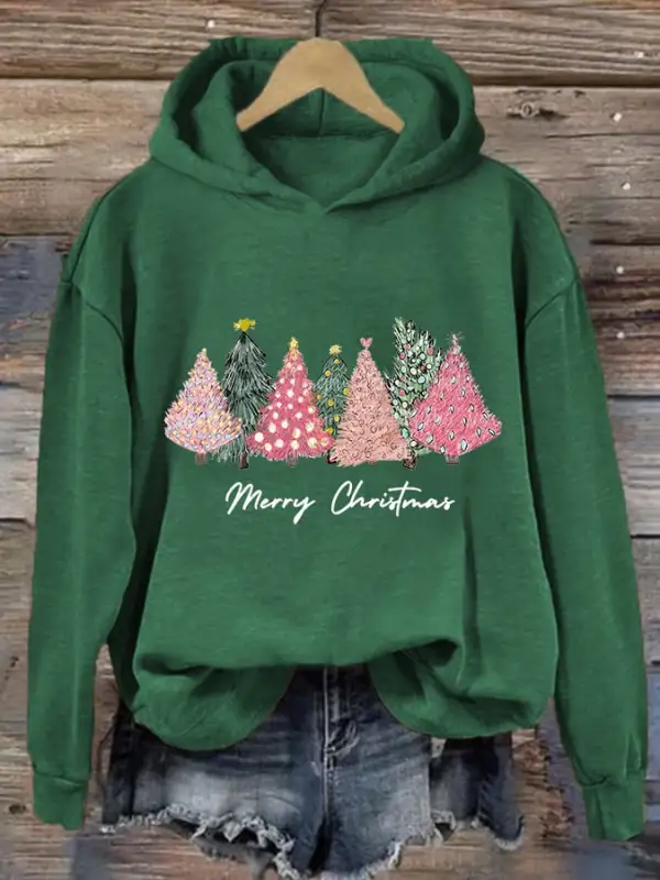 Women's  Merry Christmas! Christmas Tree Casual Hoodie