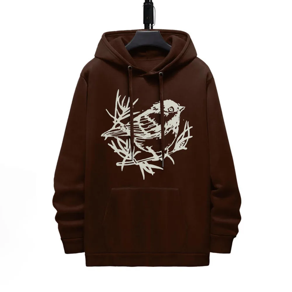 CUTE LITTLE BIRD PATTERN PRINTED HOODIE