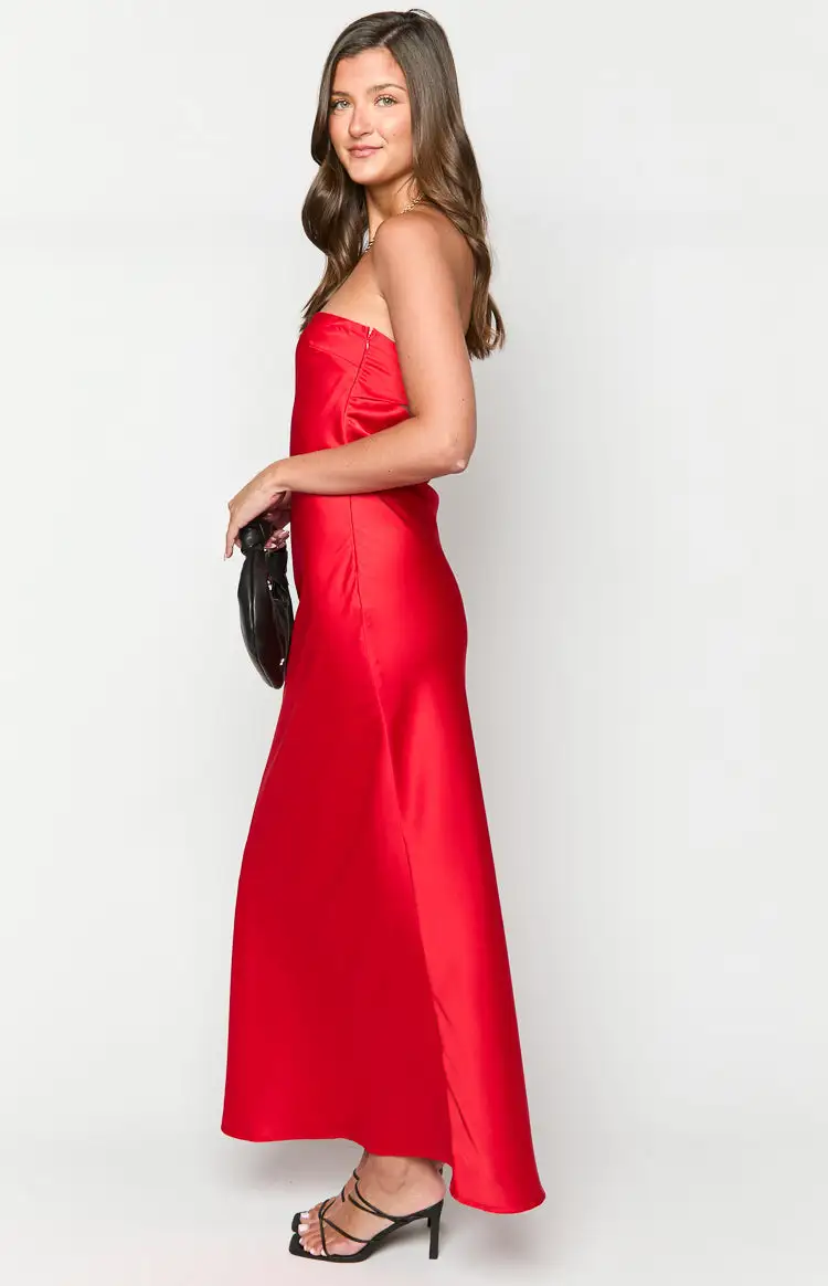 Cassander Red Strapless Maxi Dress