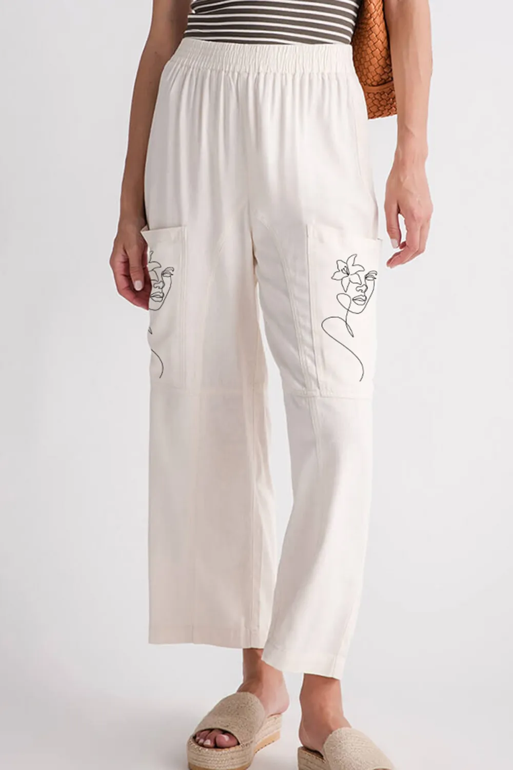 So Me Textured Slouchy Wide Leg Pants - natural