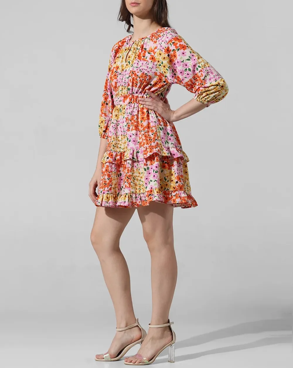 Multi-Colour Floral Mini Dress