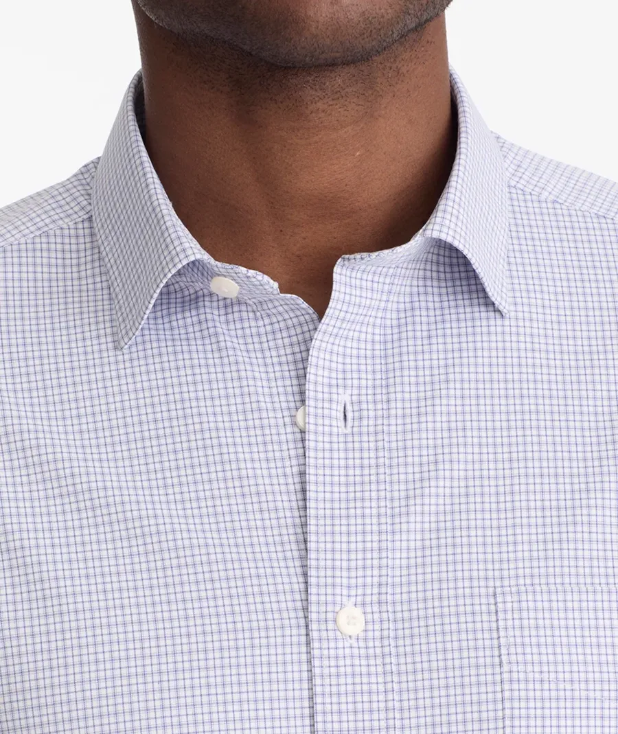 Men's White Small Check Business Shirt