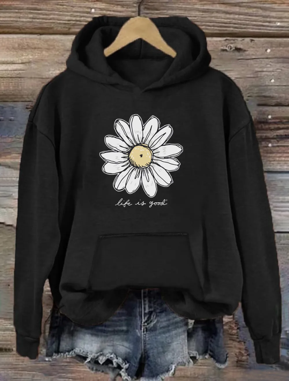 Unisex Relaxed Daisy Long Sleeve Hoodie