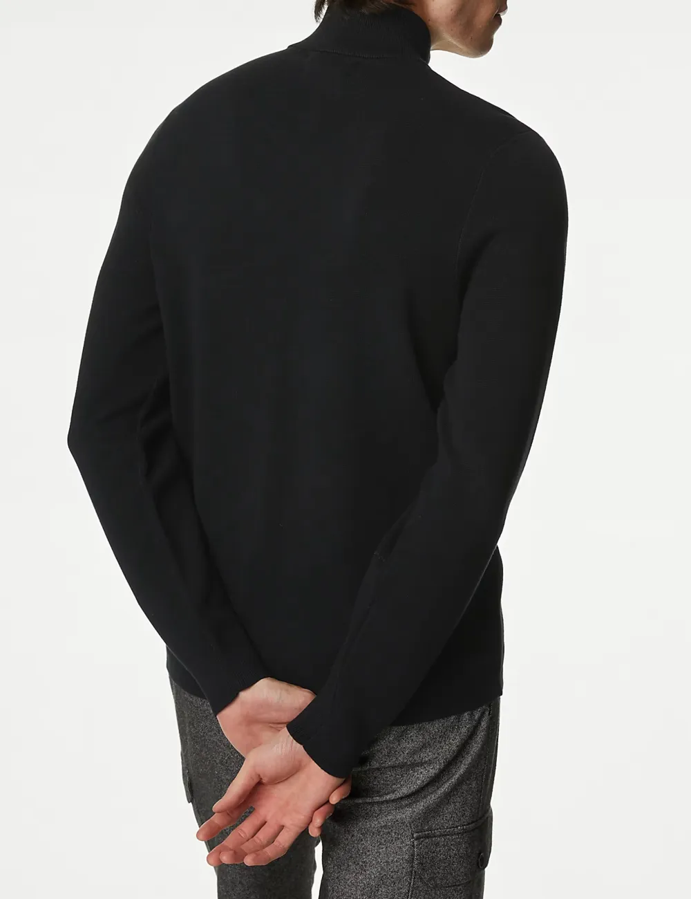 Cotton Rich Funnel Neck Half Zip Jumper