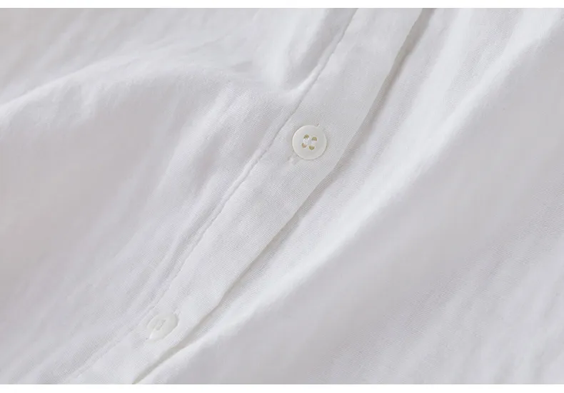 Simple cotton linen long-sleeved shirt