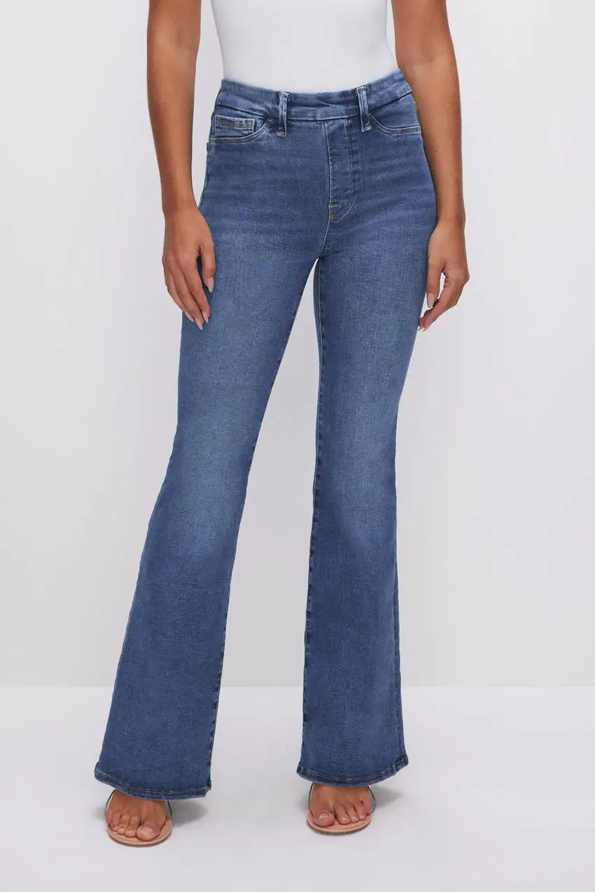 POWER STRETCH PULL-ON FLARE JEANS