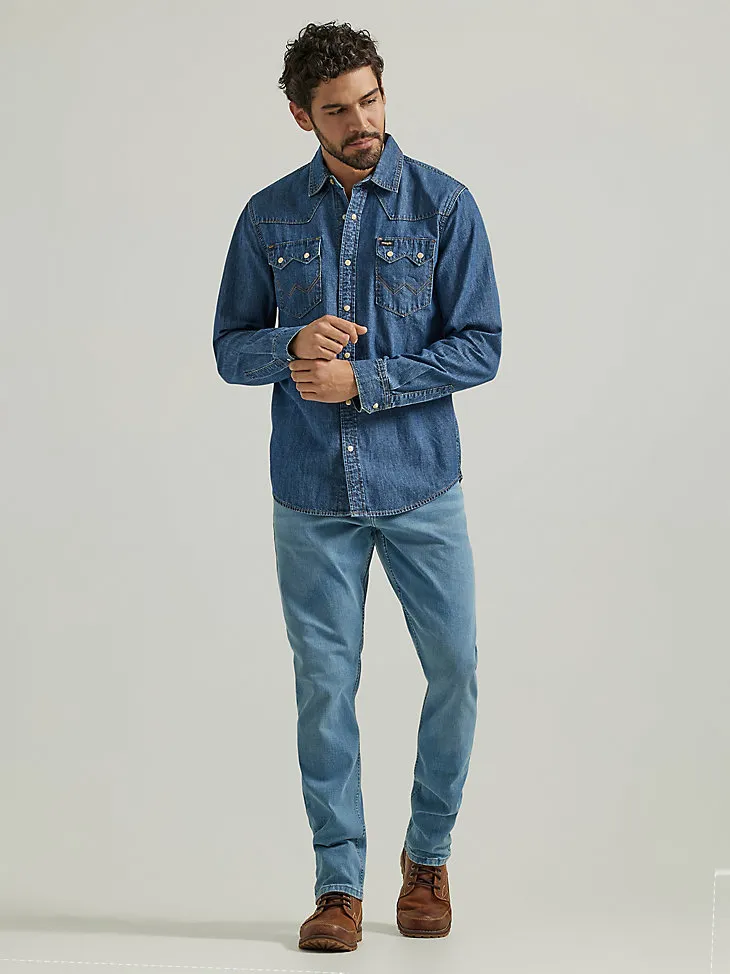 MEN'S DENIM WESTERN SNAP SHIRT IN LIGHT WASH