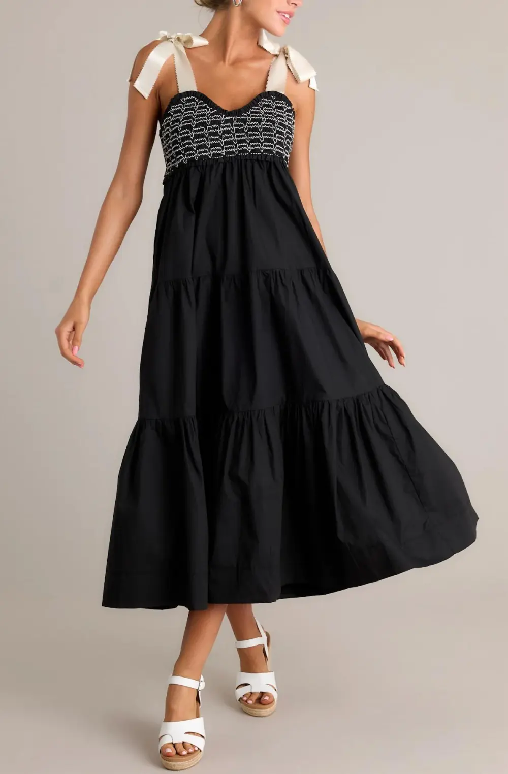 SERENE WHISPER 100% COTTON BLACK MAXI DRESS