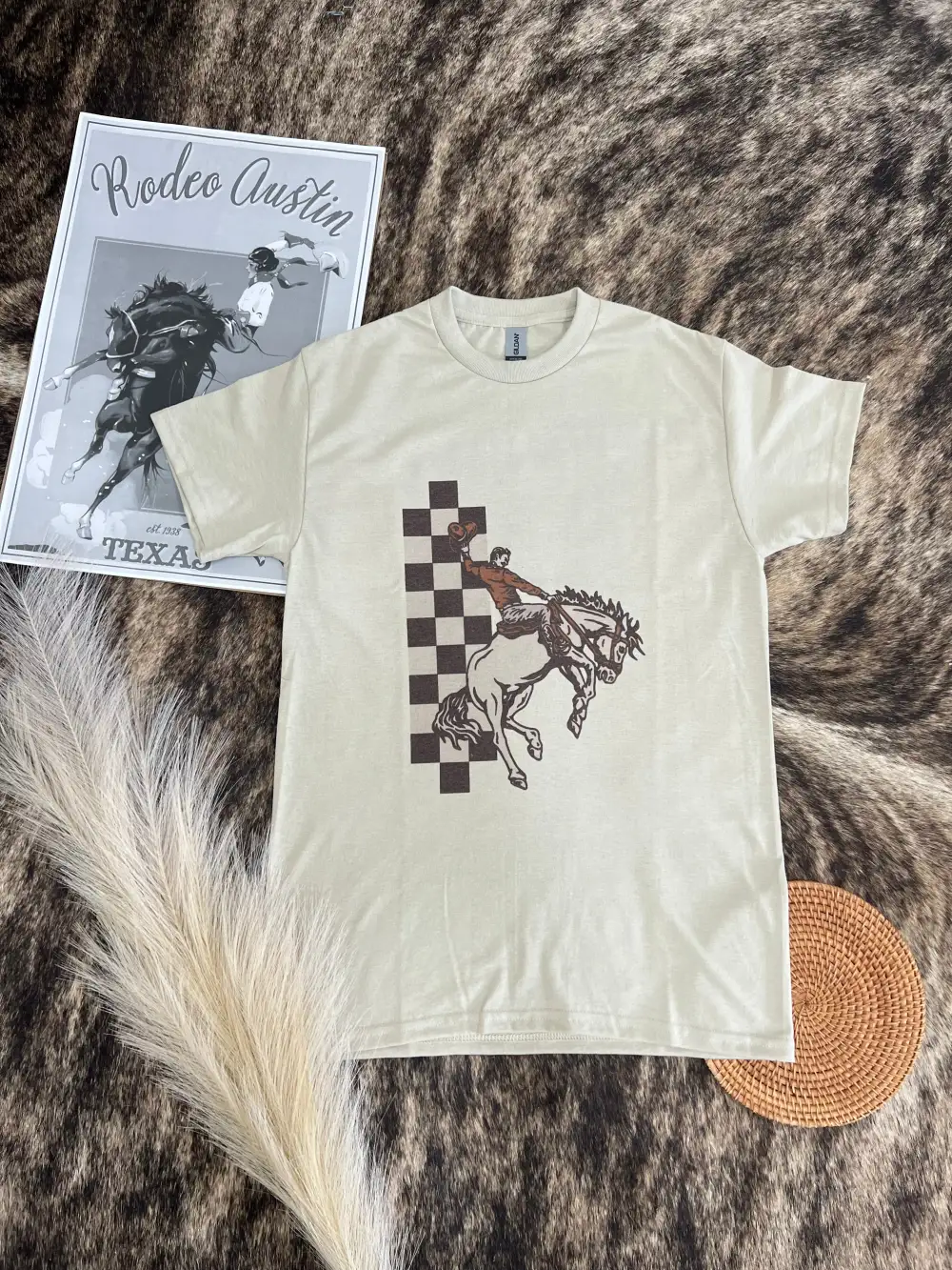 Checker Bronc T-Shirt-Sand