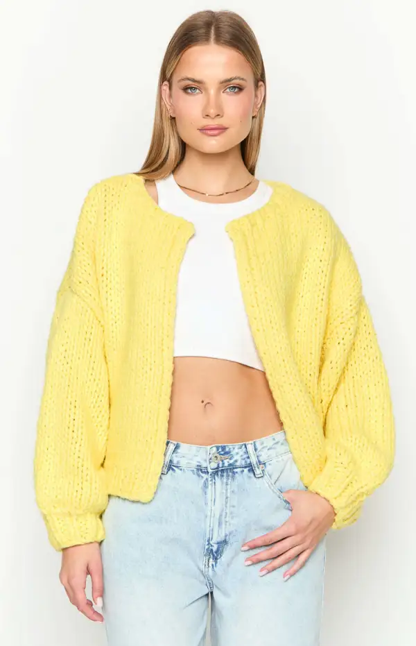 Bad Habits Yellow Knit Cardigan