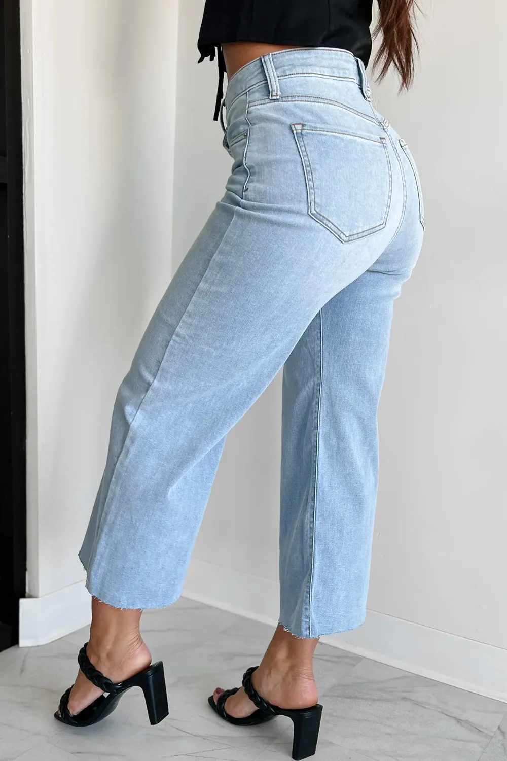 Ansel High Rise Crop Wide Leg Sneak Peek Jeans