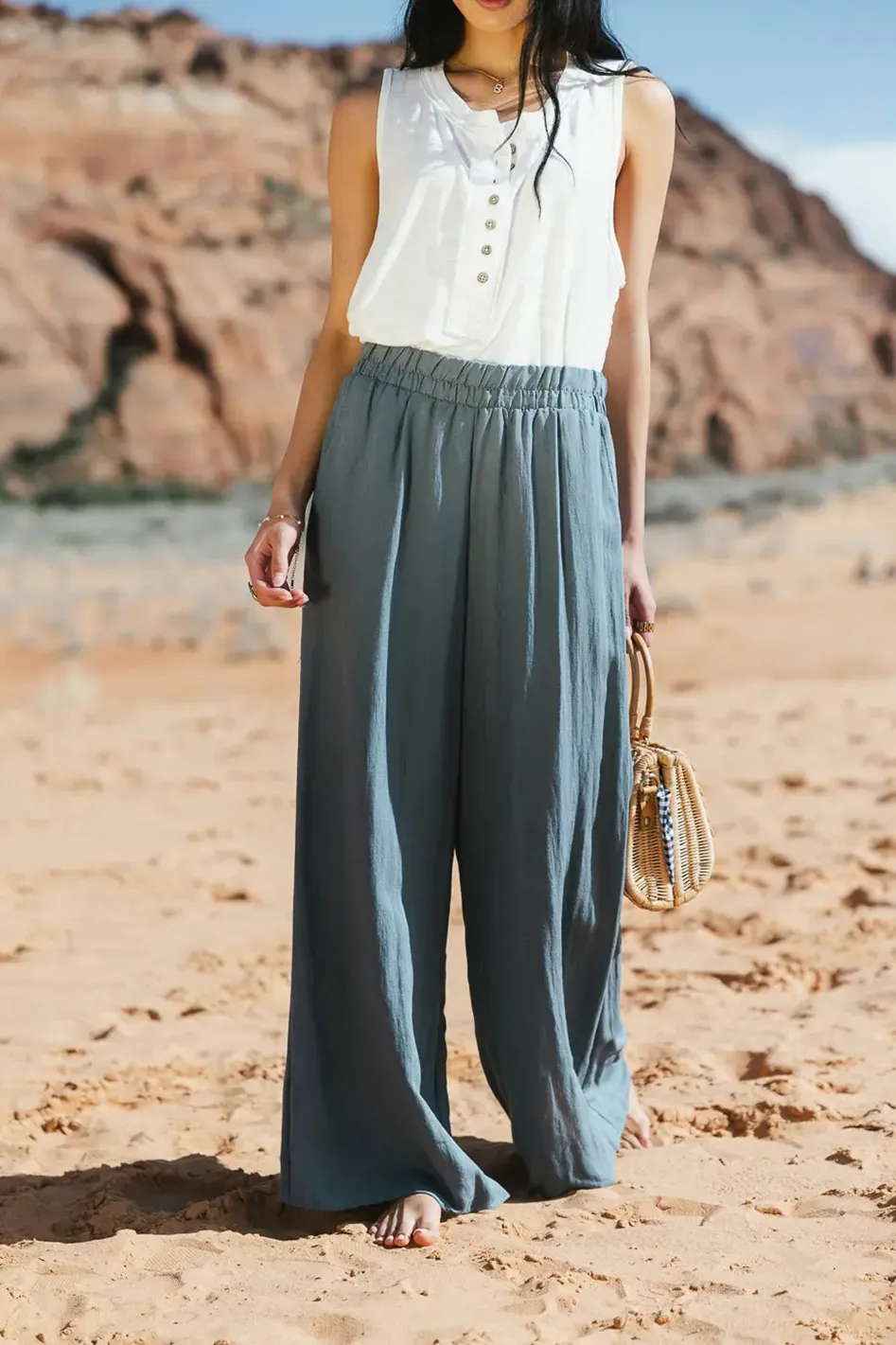 AMAYA WIDE LEG PANTS IN SLATE