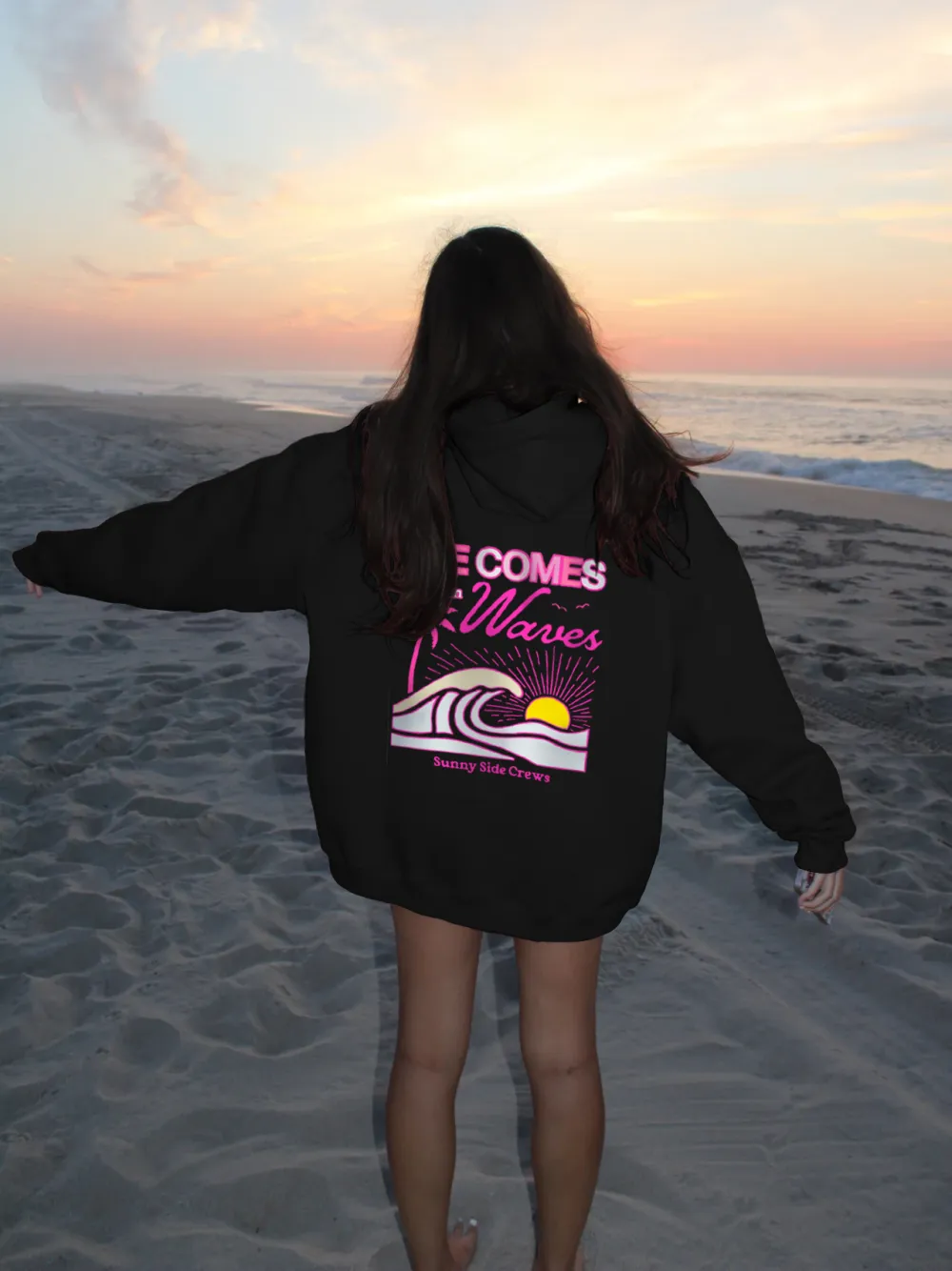 “Life Comes in Waves” Oversized Hoodie