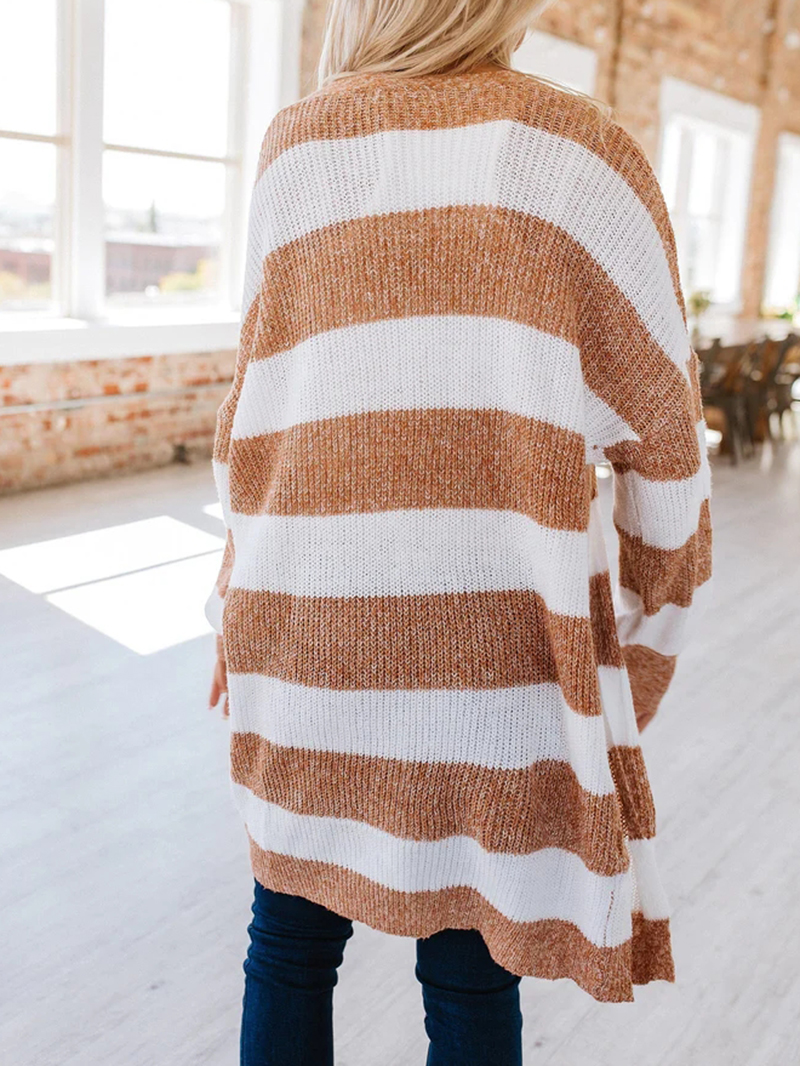 Striped Casual Elegant Sweater Jacket Coat