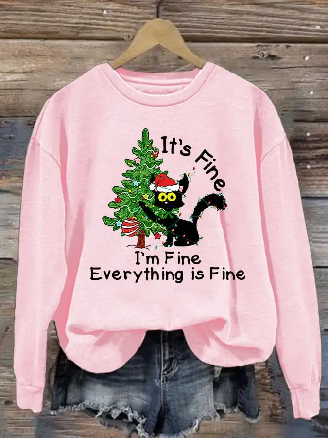 Women's I'm Fine Everything is Fine Print Sweatshirt