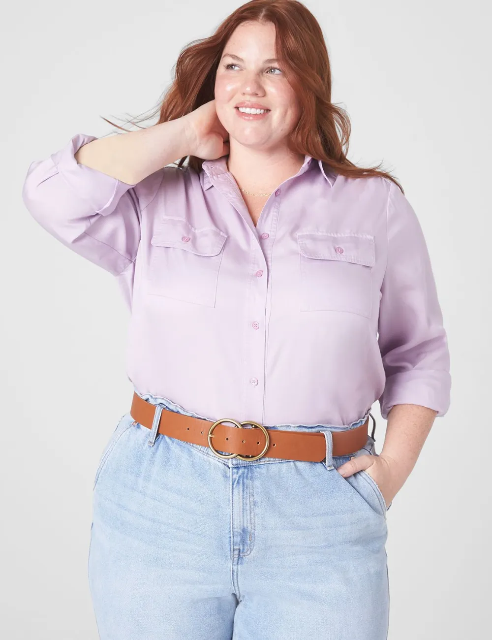 Classic Button-Down Front-Pocket Shirt