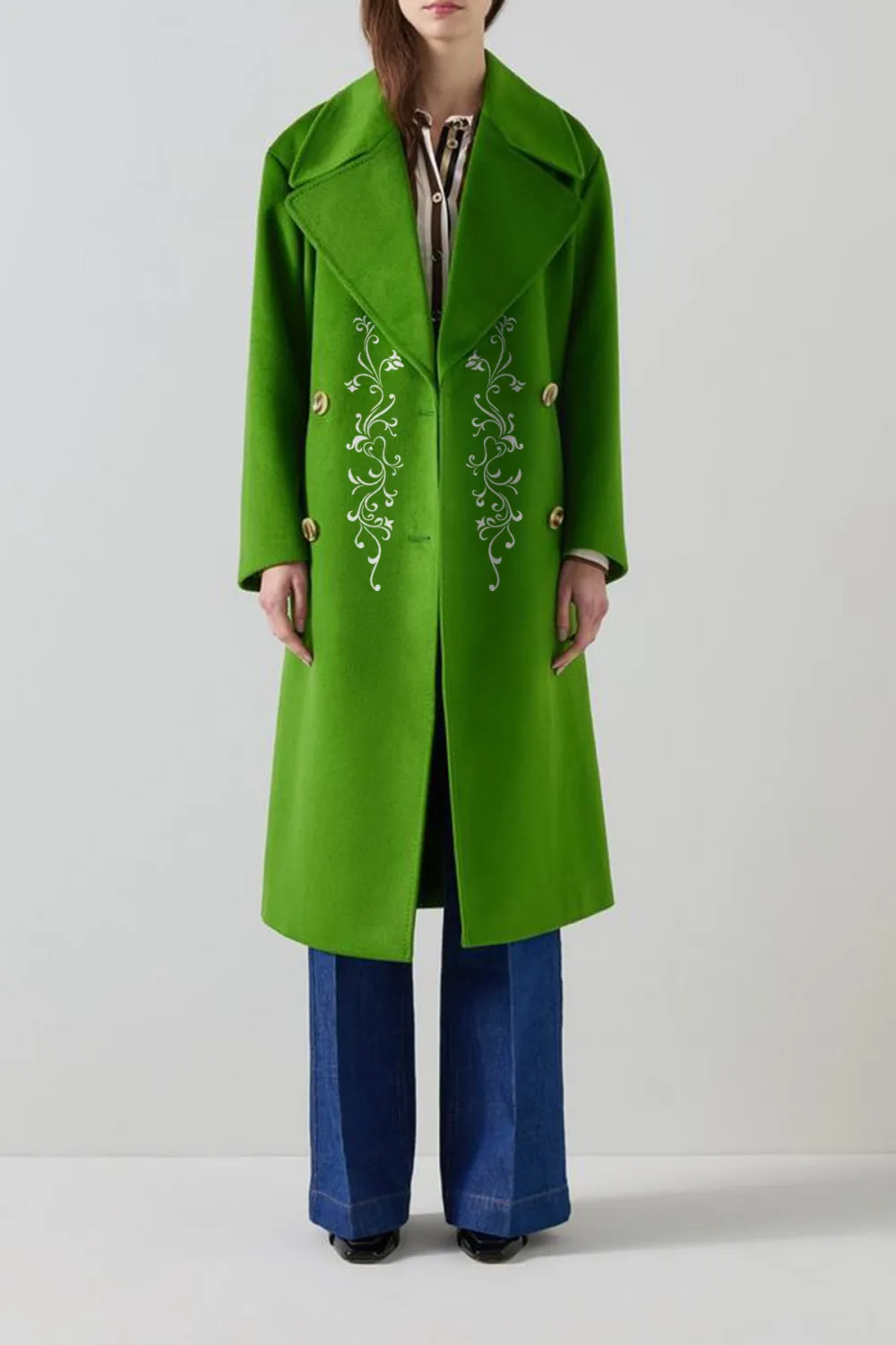 Amor Green Double Breasted Wool Coat