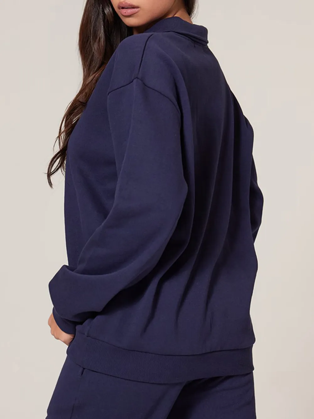 Navy Premium Collared Oversized Sweatshirt