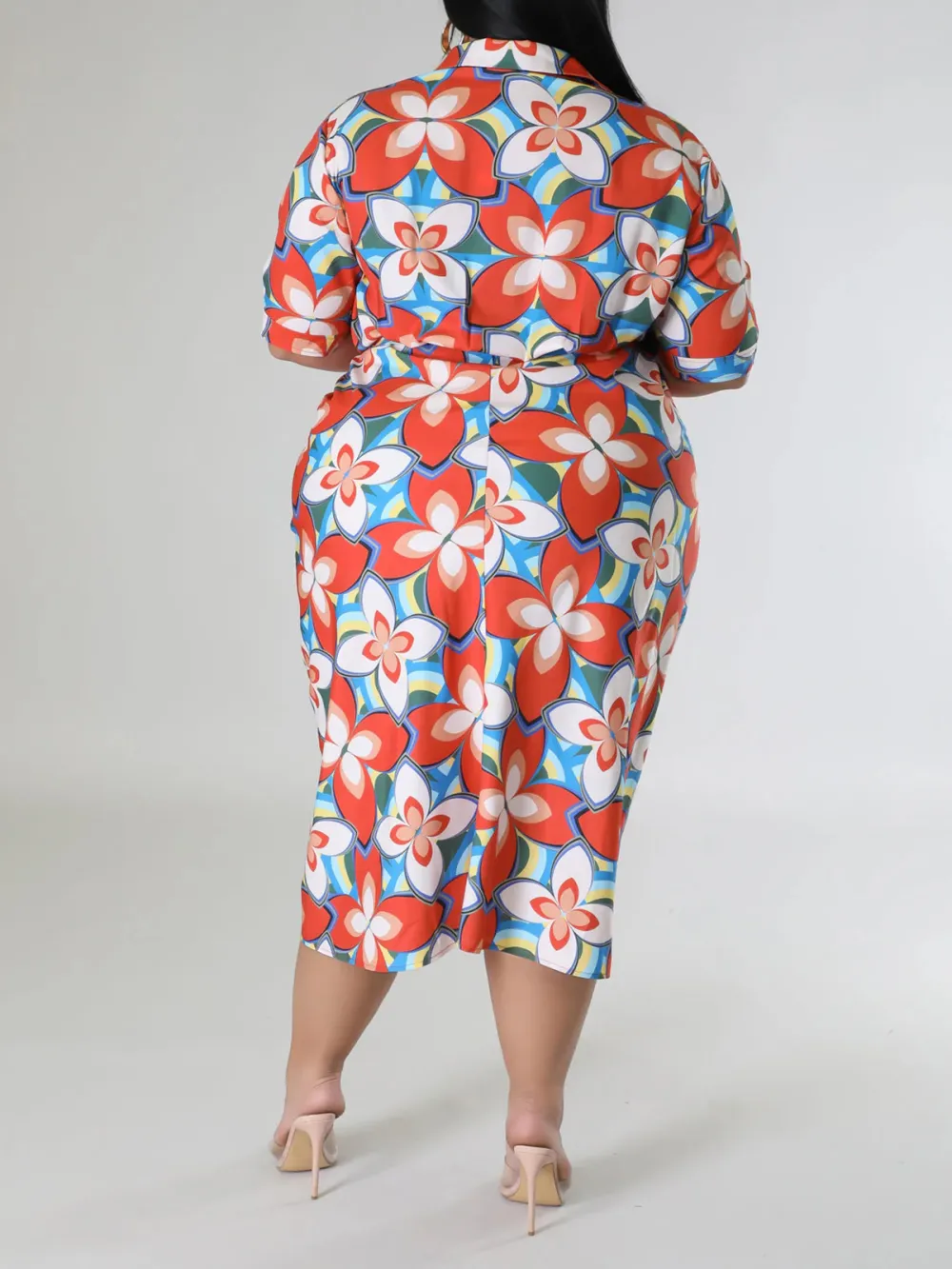 Plus-Size Fashion Women'S Floral Print Dress