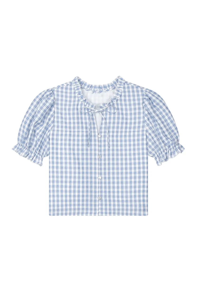 Earline Top - Blue Gingham