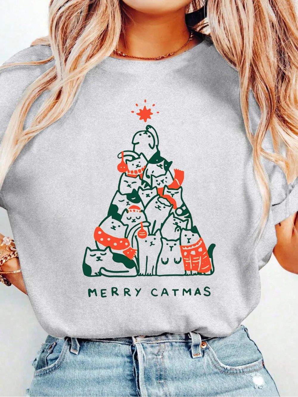 Kitty Santa Lady T-shirt