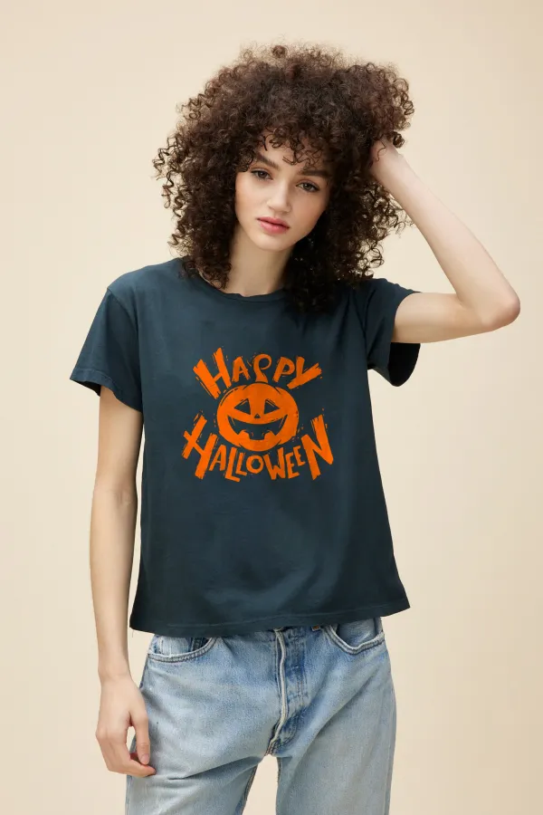 Women's Pumpkin English Halloween Printed T-shirt