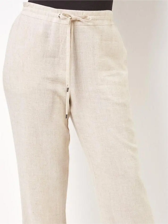 Apricot cotton and linen loose trousers