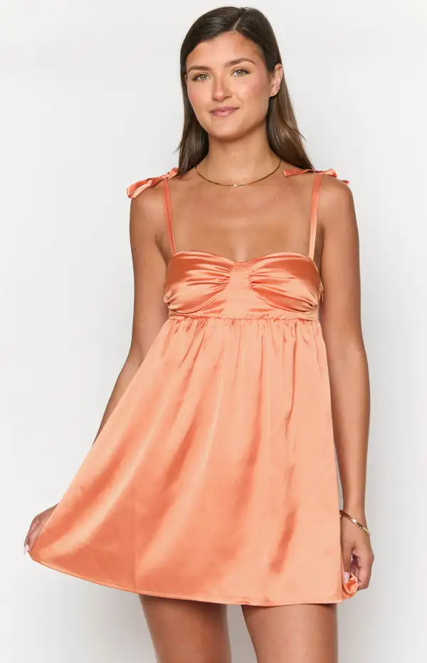 Sammie Orange Satin Mini Dress