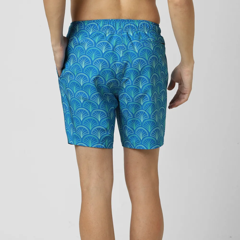 Printed Swim-Blue