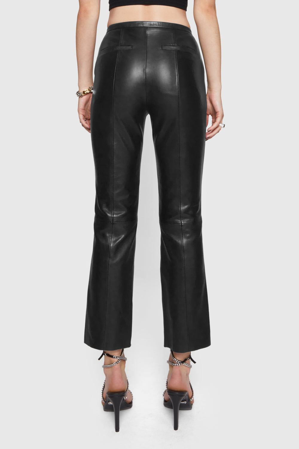 Casual Style Black Leather Pant