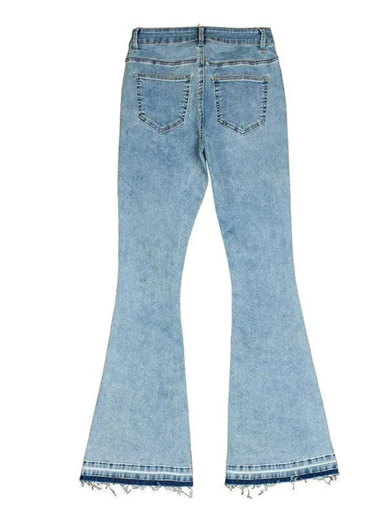 Denim embroidered bell bottoms