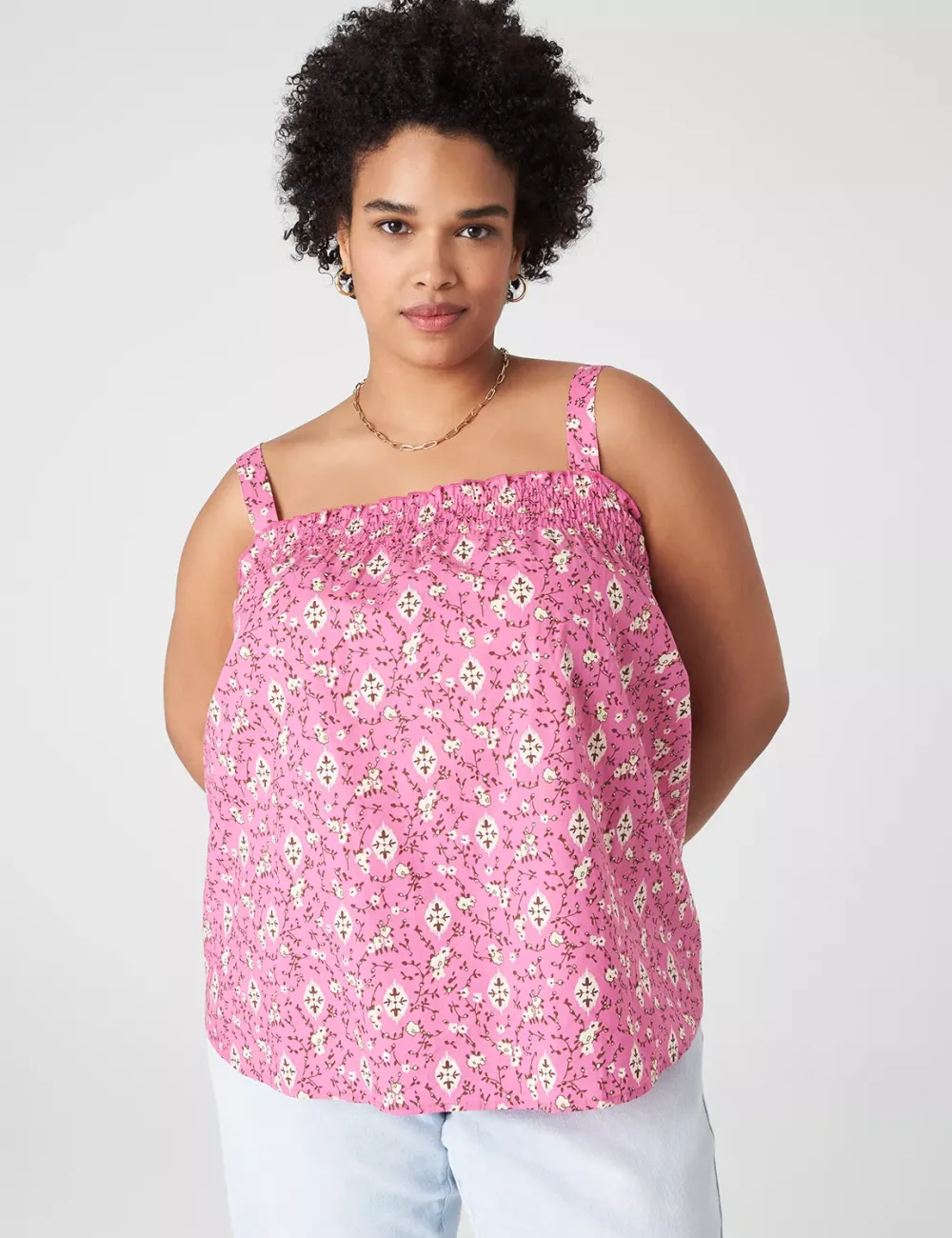 Smocked-Neckline Tank