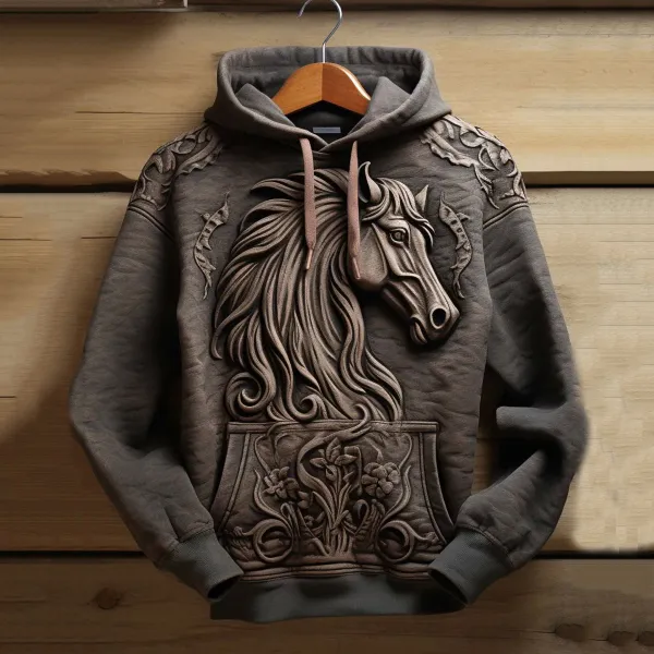 Vintage Western Horse Print Hoodie