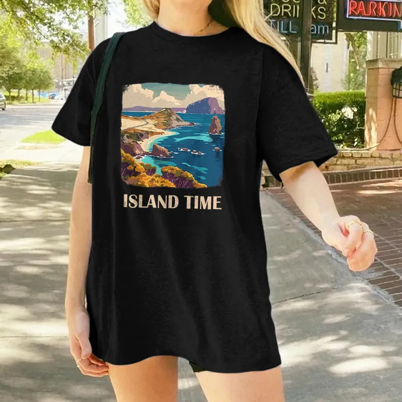 Women's Island Time Pattern Printed Tee