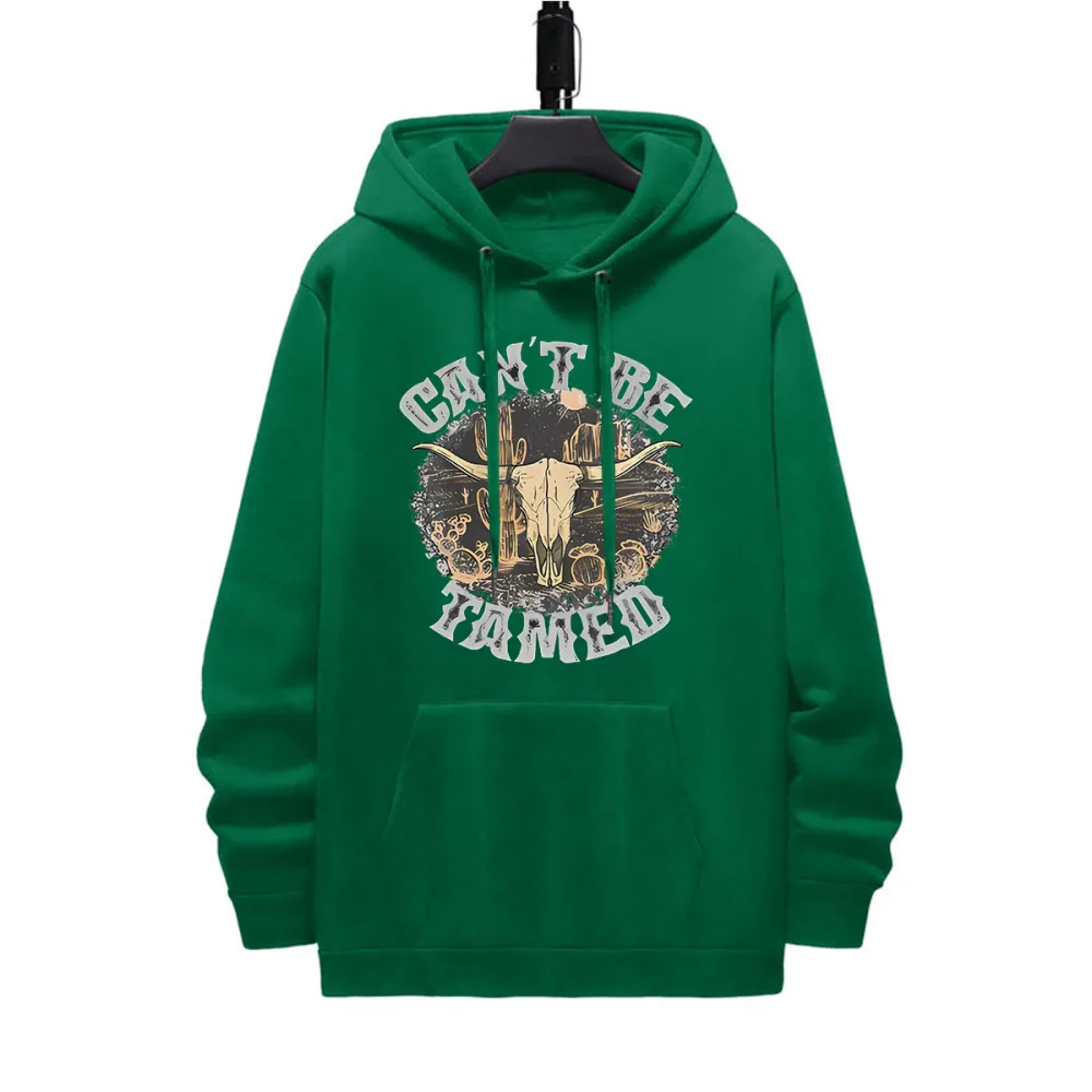 CANT BE TAMED PATTERN PRINTED HOODIE