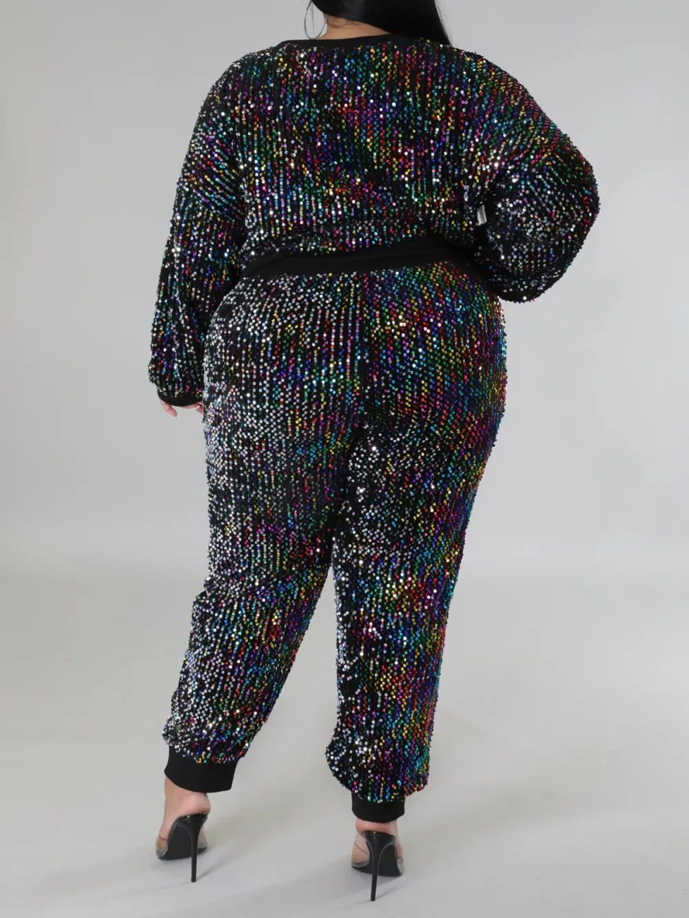 Plus Size Women'S Fashion Sequin Suit