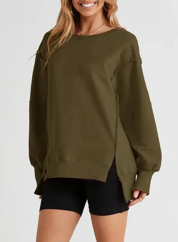 Oversized Reverse Seam Sweatshirt Long Sleeve Crewneck Pullover