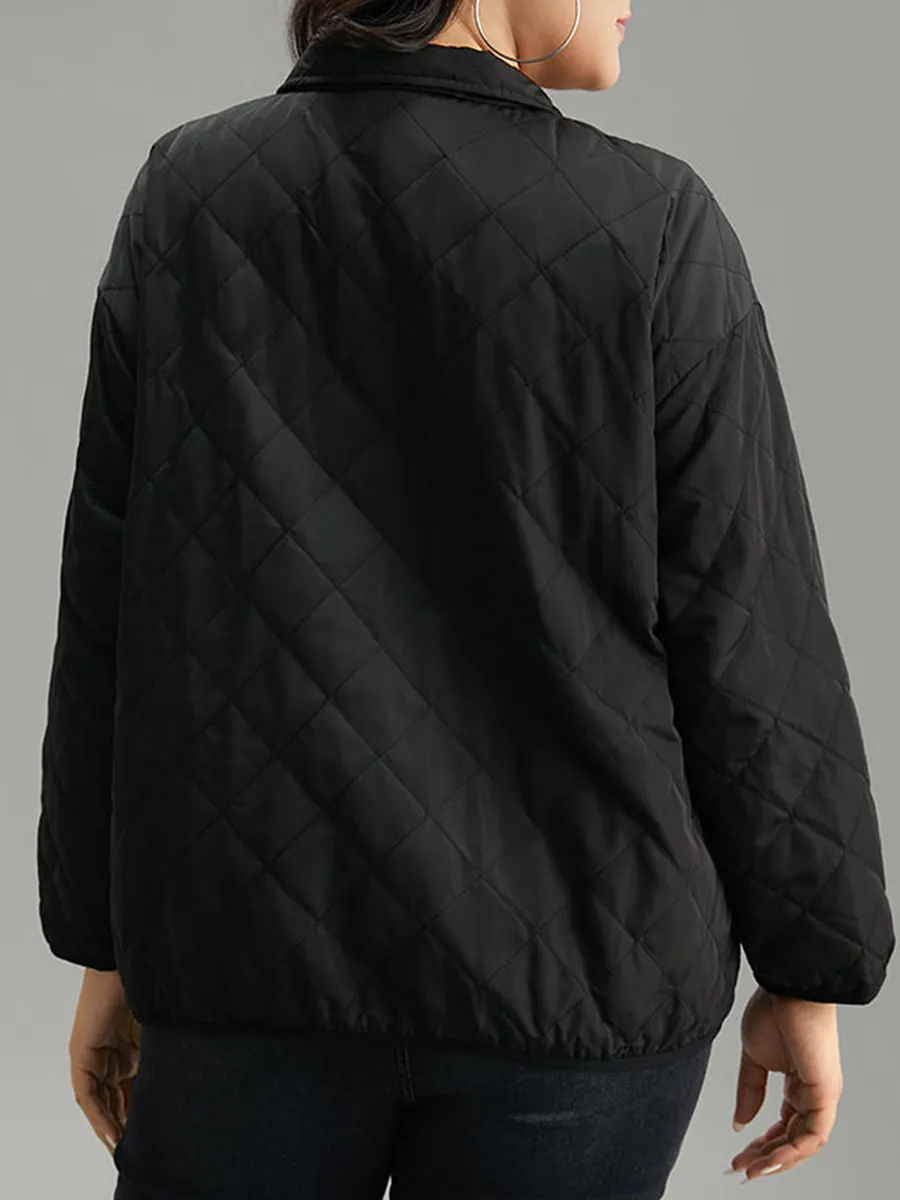 Black elegant plus size padded jacket for women