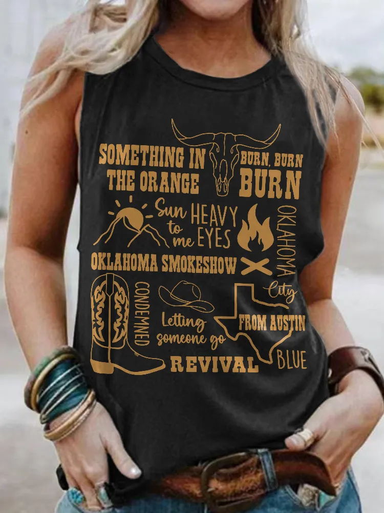 Country Music Song Print Vintage Tank Top