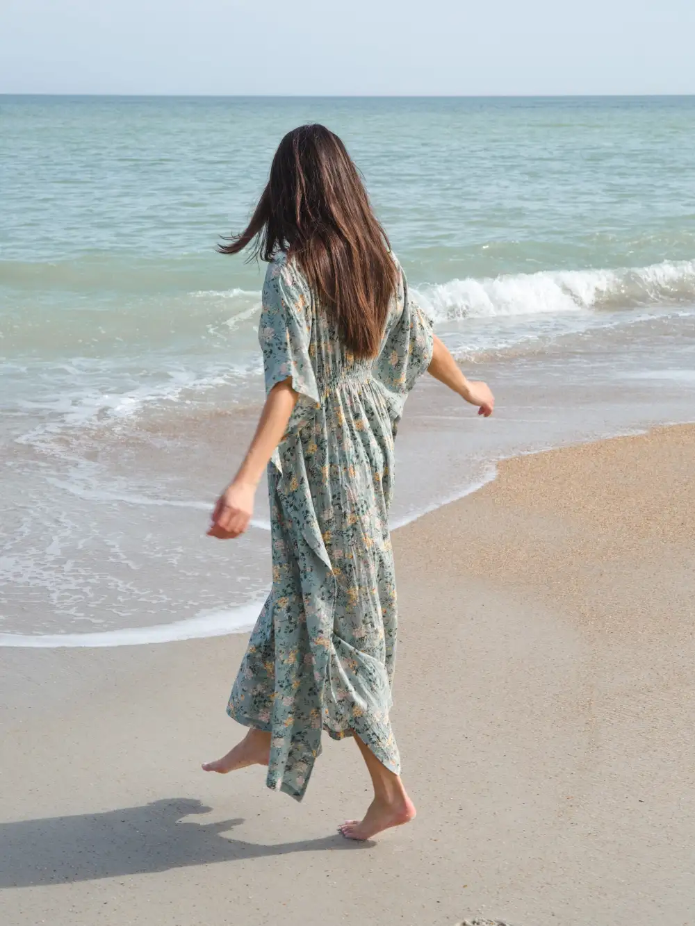 Sanibel Kaftan Maxi Dress - Light Green Floral