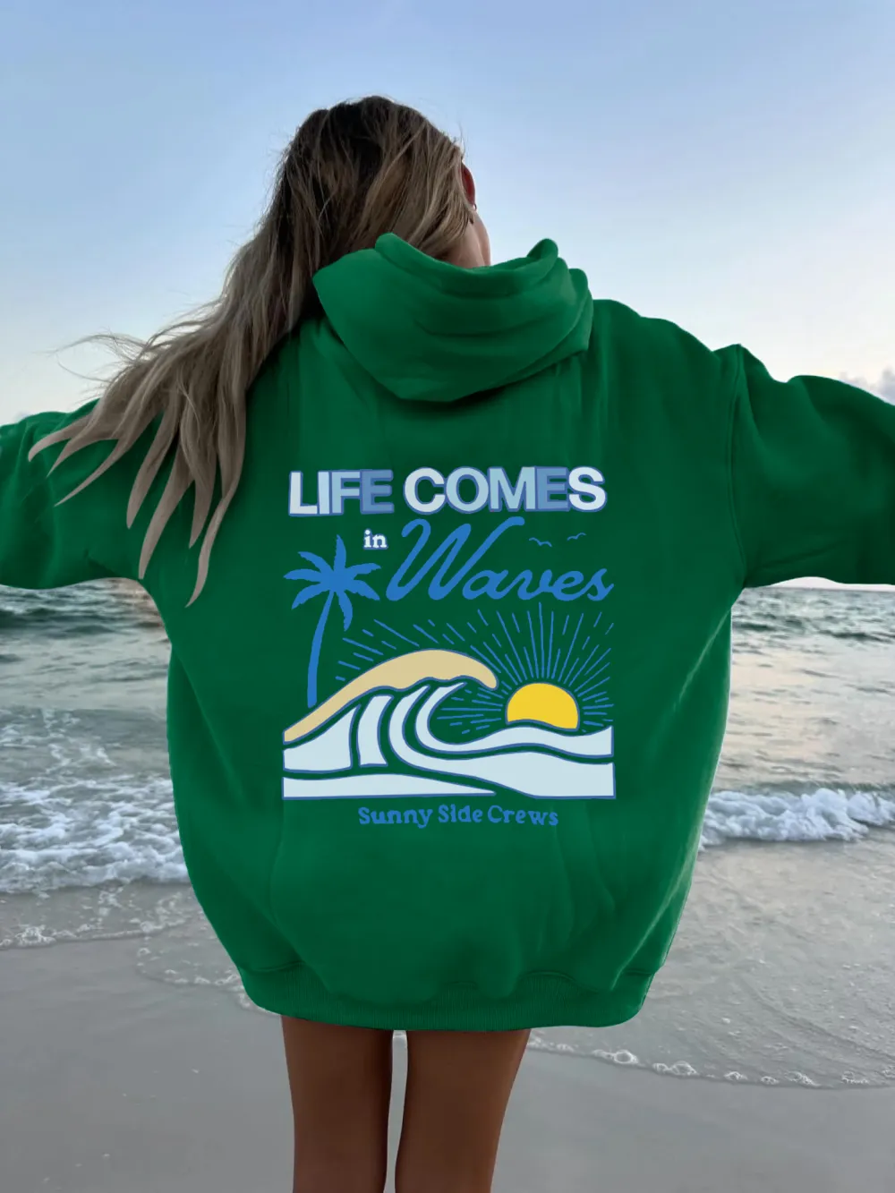 “Life Comes in Waves” Oversized Hoodie