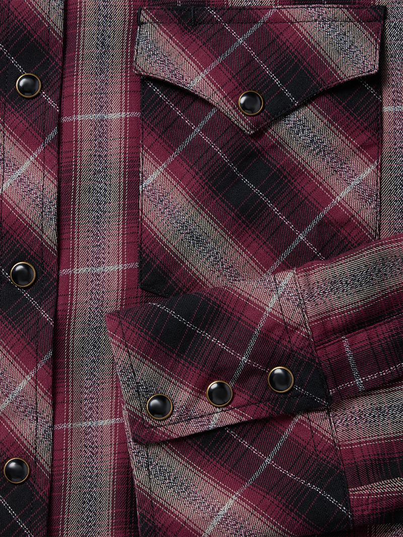 Red Marl Plaid Western Shirt