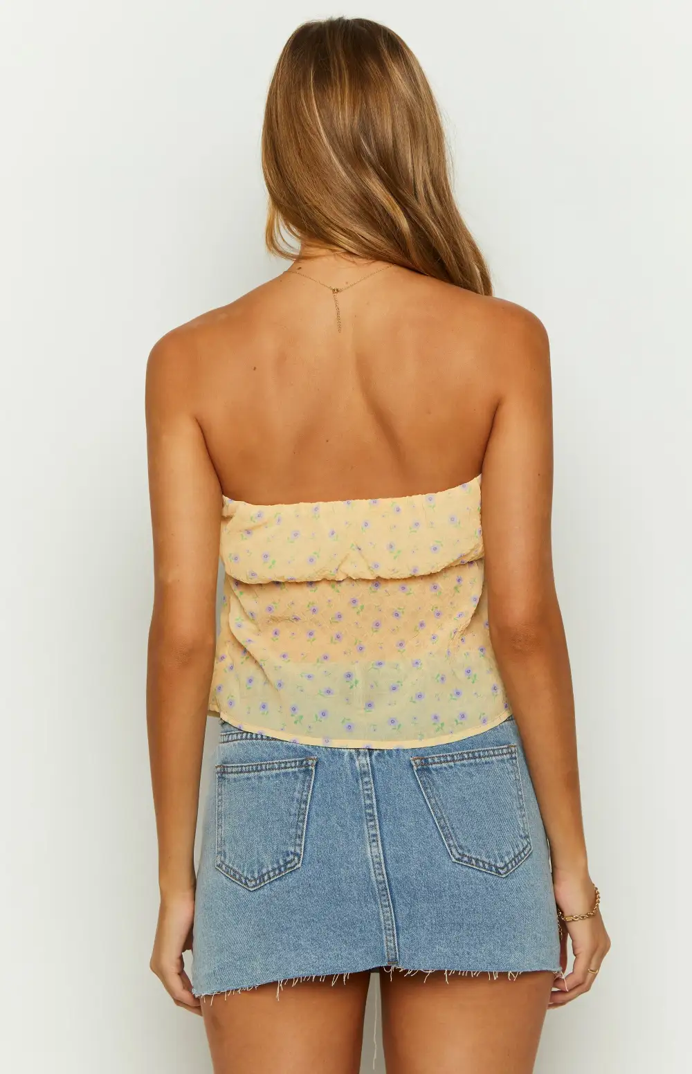 Lou Lou Yellow Floral Strapless Top