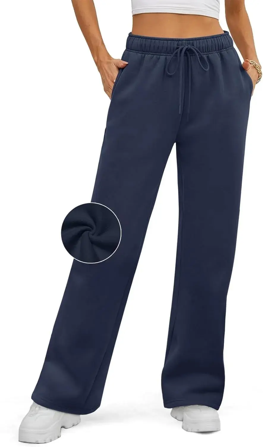 Baggy Sweatpant Fleece Lined Straight Leg Pants