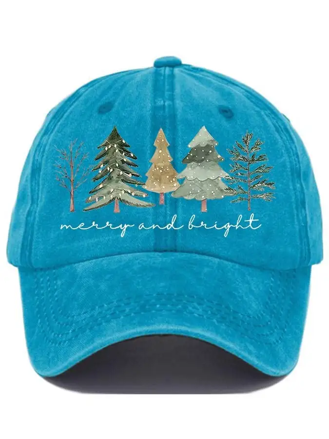 Women's Casual Merry And Bright Print Baseball Cap