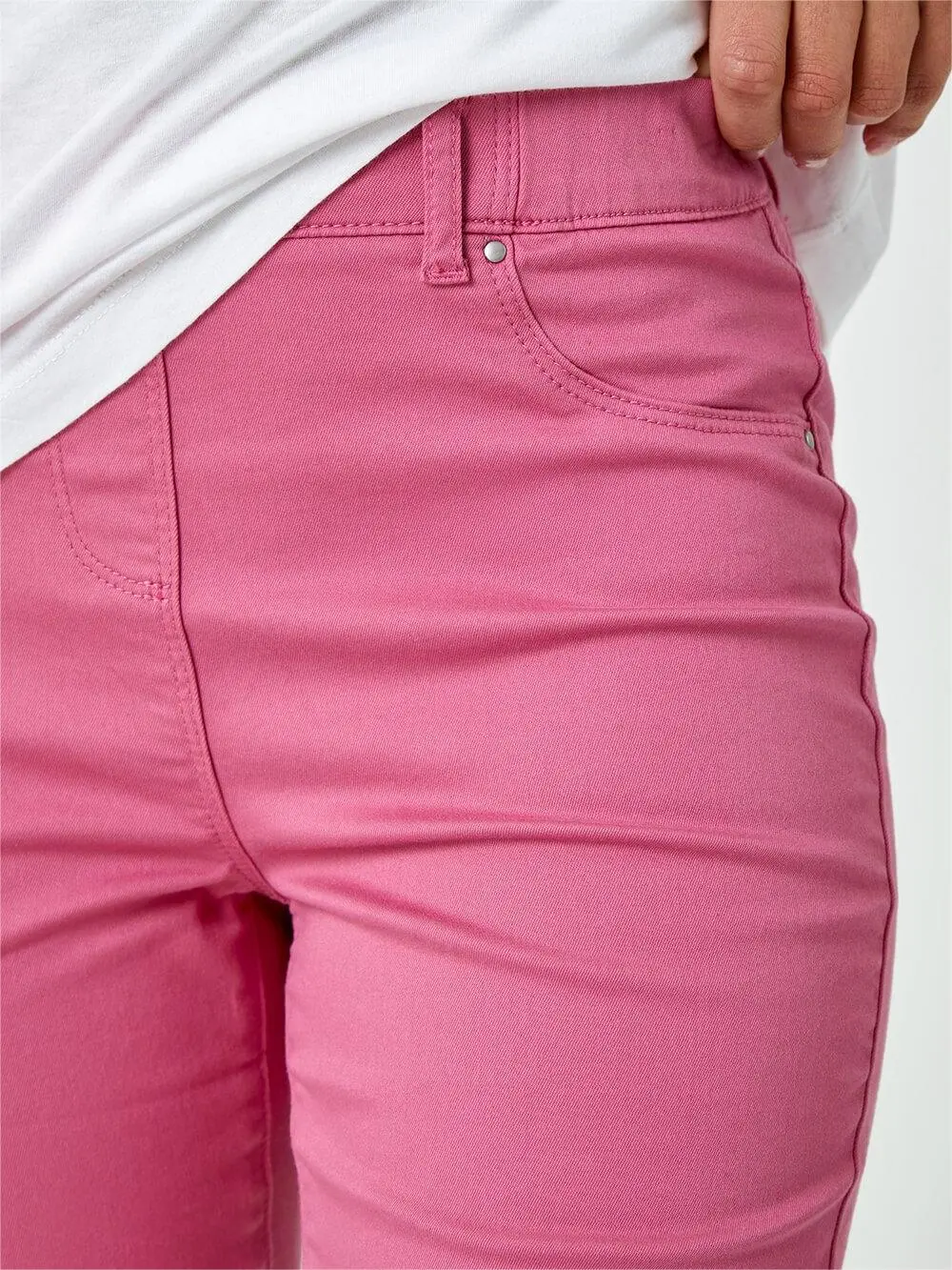 Pink Skinny Cropped Pants