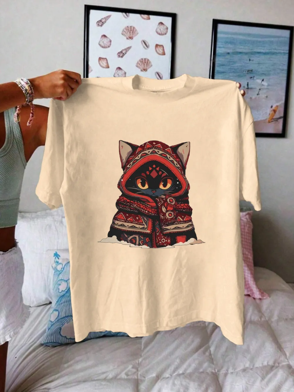 Kitty Santa Lady T-shirt