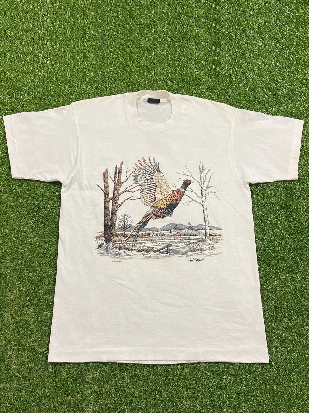 Vintage Bird T Shirt Tee Screen Stars Made USA Size Large L Wildlife Environment Animals Habitat All Over Print Art Cool Zoo 1990s 90s